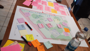Post-its auf Flipchart bei einem Workshop